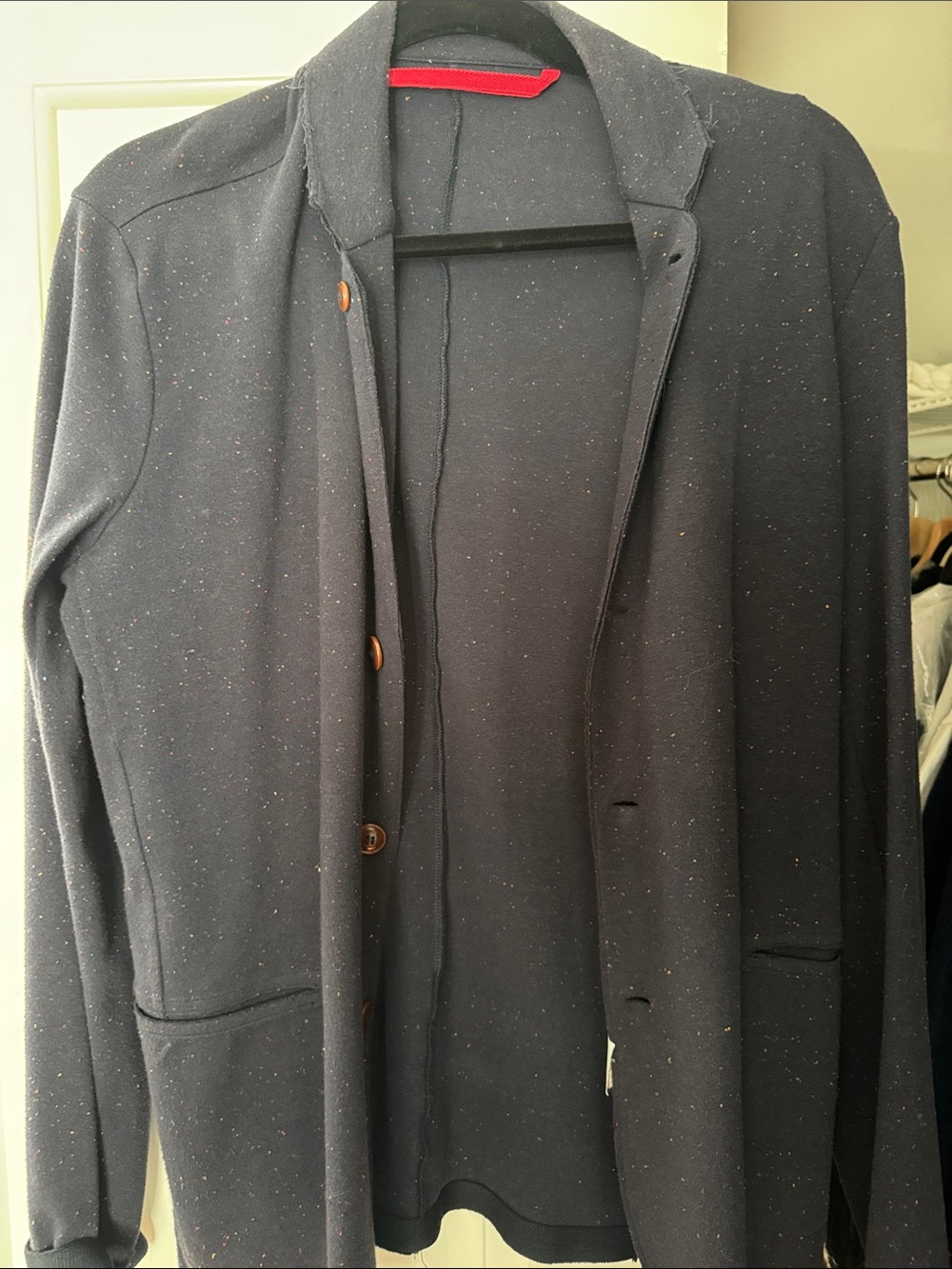 Men's Navy Speckled Knit Blazer - Casual Tailored Layer